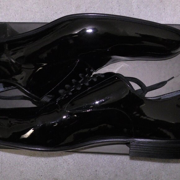 Vintage GUCCI MEN'S LUXURY DRESS PATENT LEATHER SHOES Lace-Up New in Box 10+ D - Picture 6 of 11